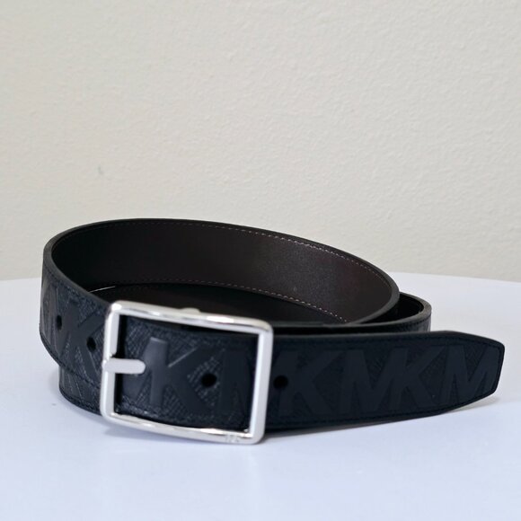 NWT Michael Kors Mens Leather Belt Black Classic Logo Size 38 - Picture 1 of 6
